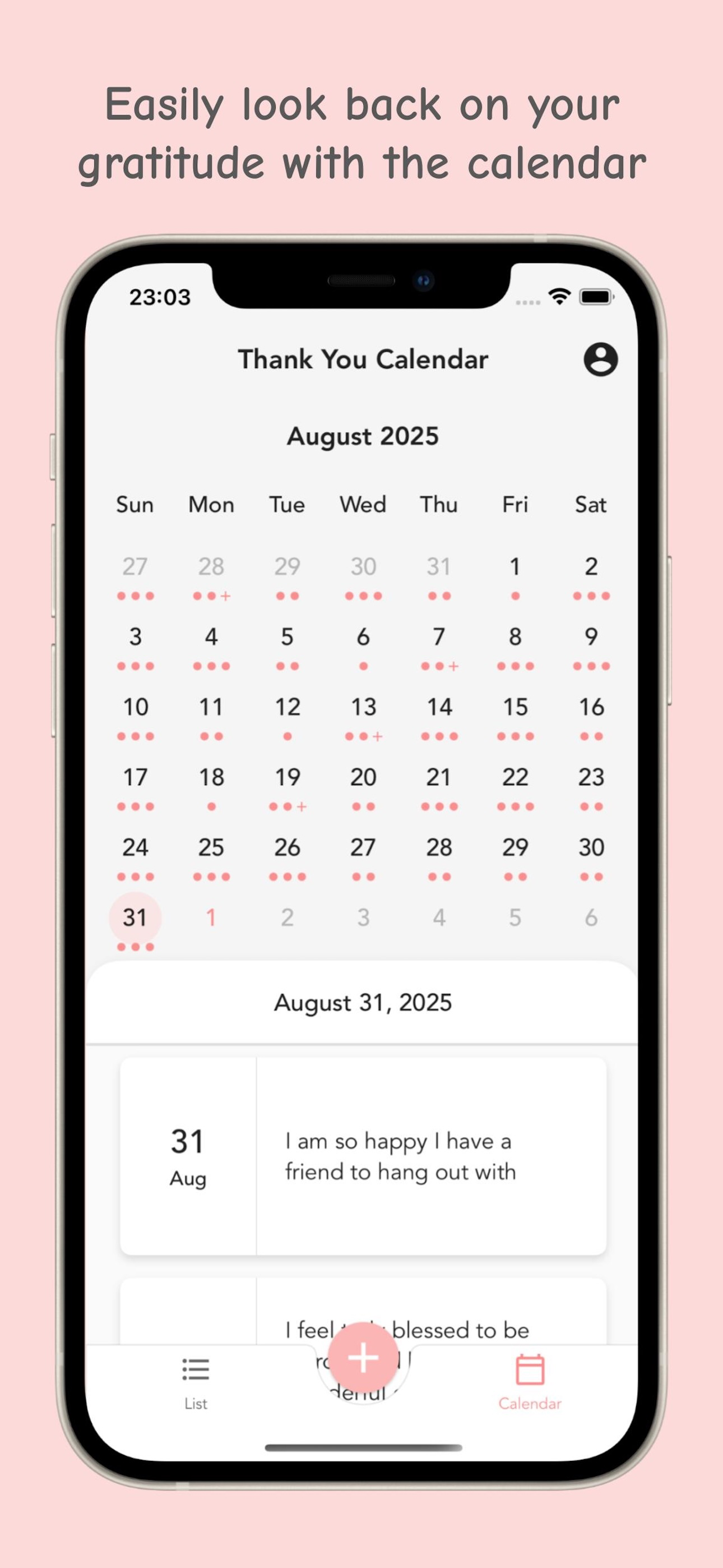 Thank You List - easy diary screenshot 2