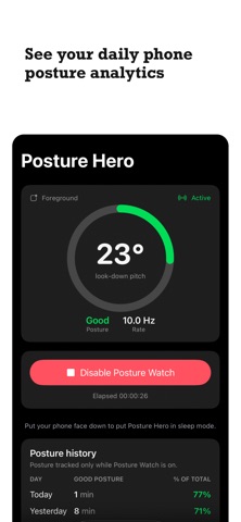 Posture Hero: Slouch Detection iPhone screenshot