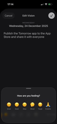 Tomorrow - Forward Journal iPhone screenshot