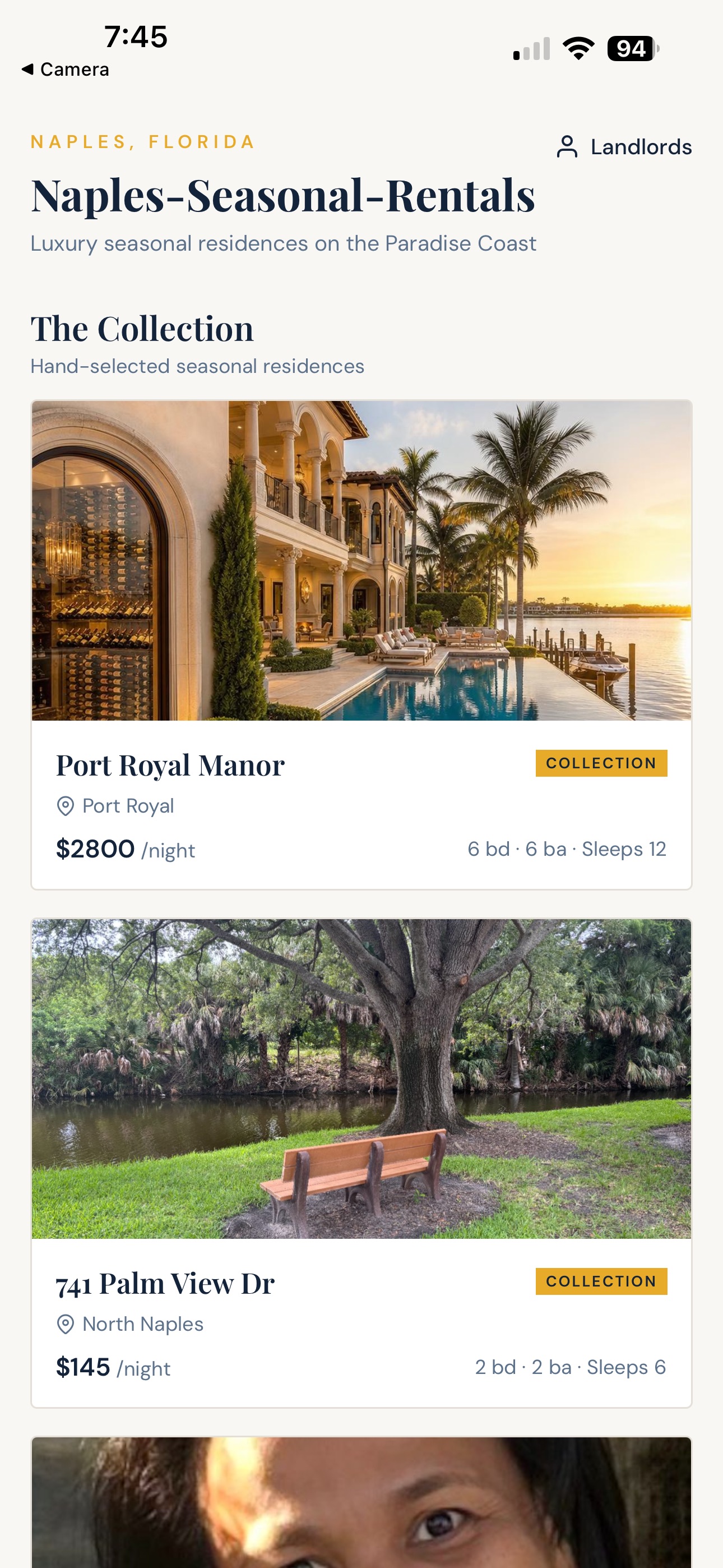 Screenshot 1 of Naples Seasonal Rentals Mobile