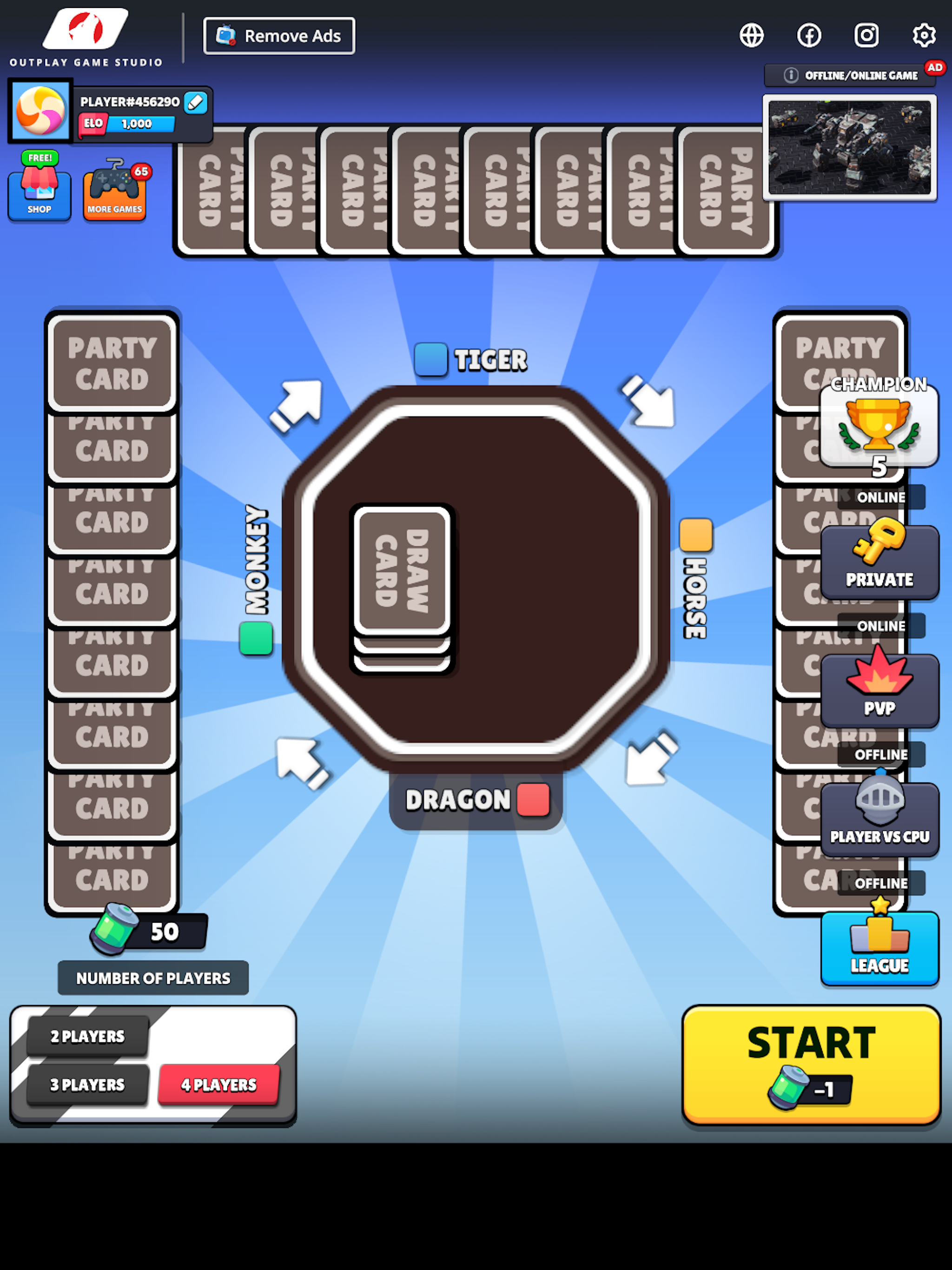 Party Color Card Game Online