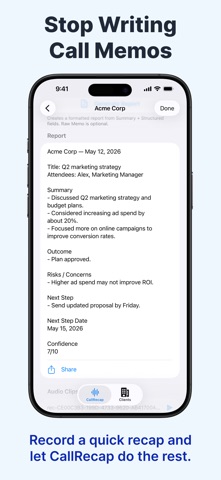 CallRecap: Client Call Memo AI screenshot