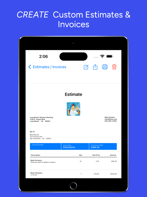 Window Cleaning Estimator iPad screenshot
