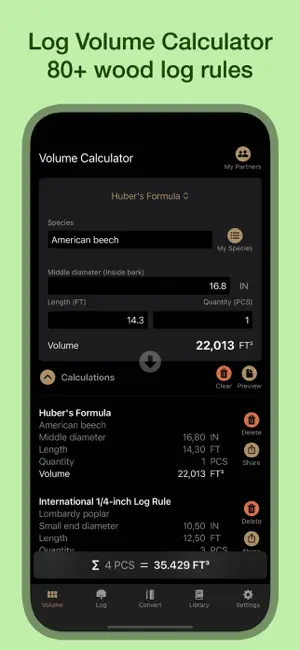 Wood Log Calculator screenshot 1