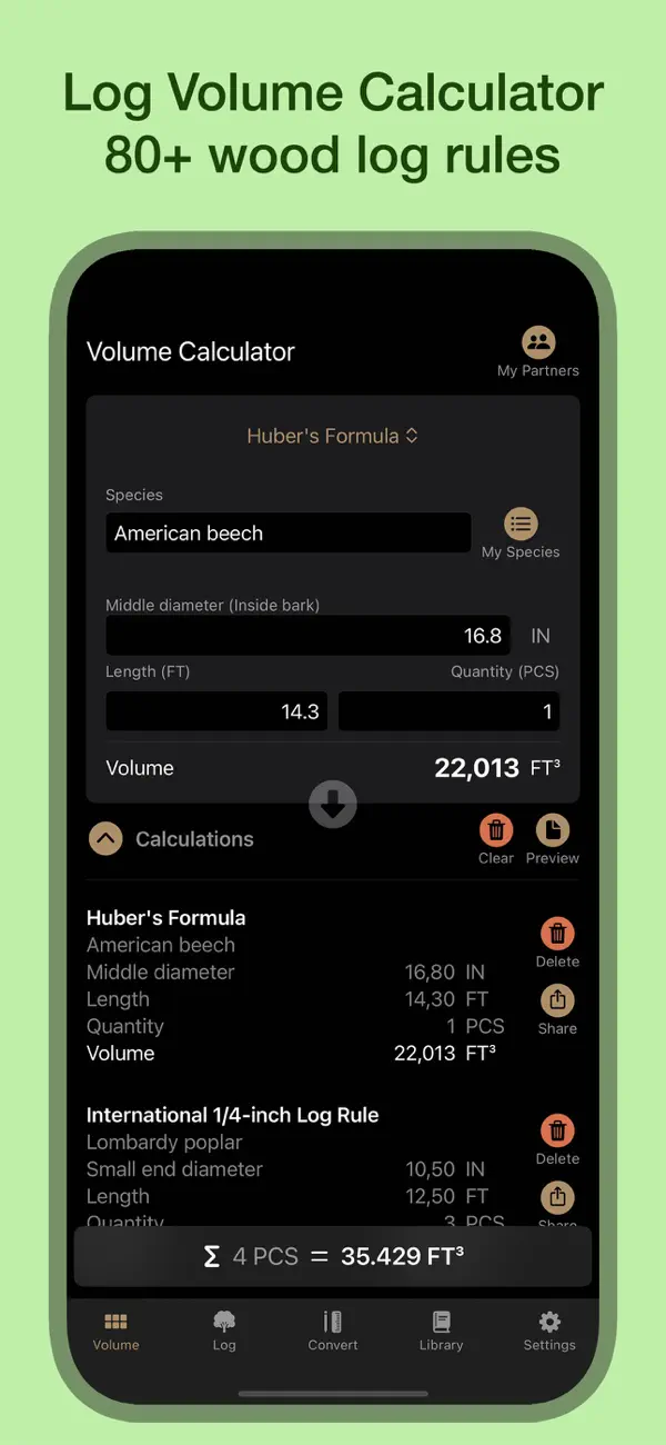 Screenshot #1 pour Wood Log Calculator