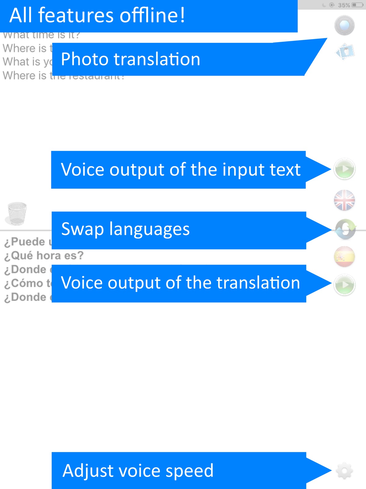 Offline Translator 8 languages ipad screenshot 3