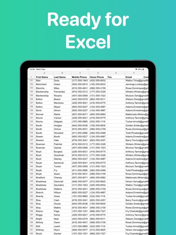 Export Contacts to Excel, CSV iPad screenshot