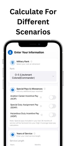Military Retirement Calculator screenshot