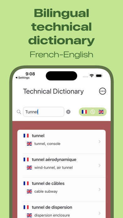 Bilingual technical dictionary Screenshot
