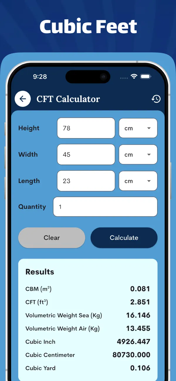 Screenshot #2 pour CFT Calculators - Cubic feet