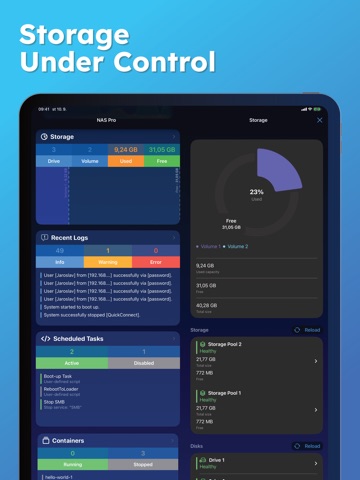 NAS Pro iPad screenshot