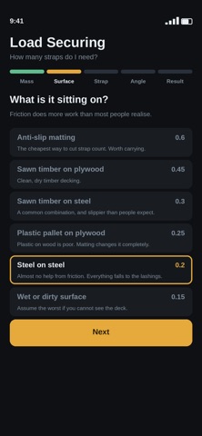 Load Securing Calculator iPhone screenshot