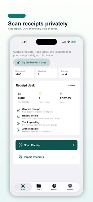 Private Receipt Scanner screenshot 1