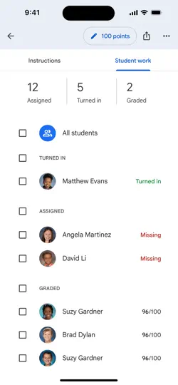 Captura de pantalla de Google Classroom en iPhone 4