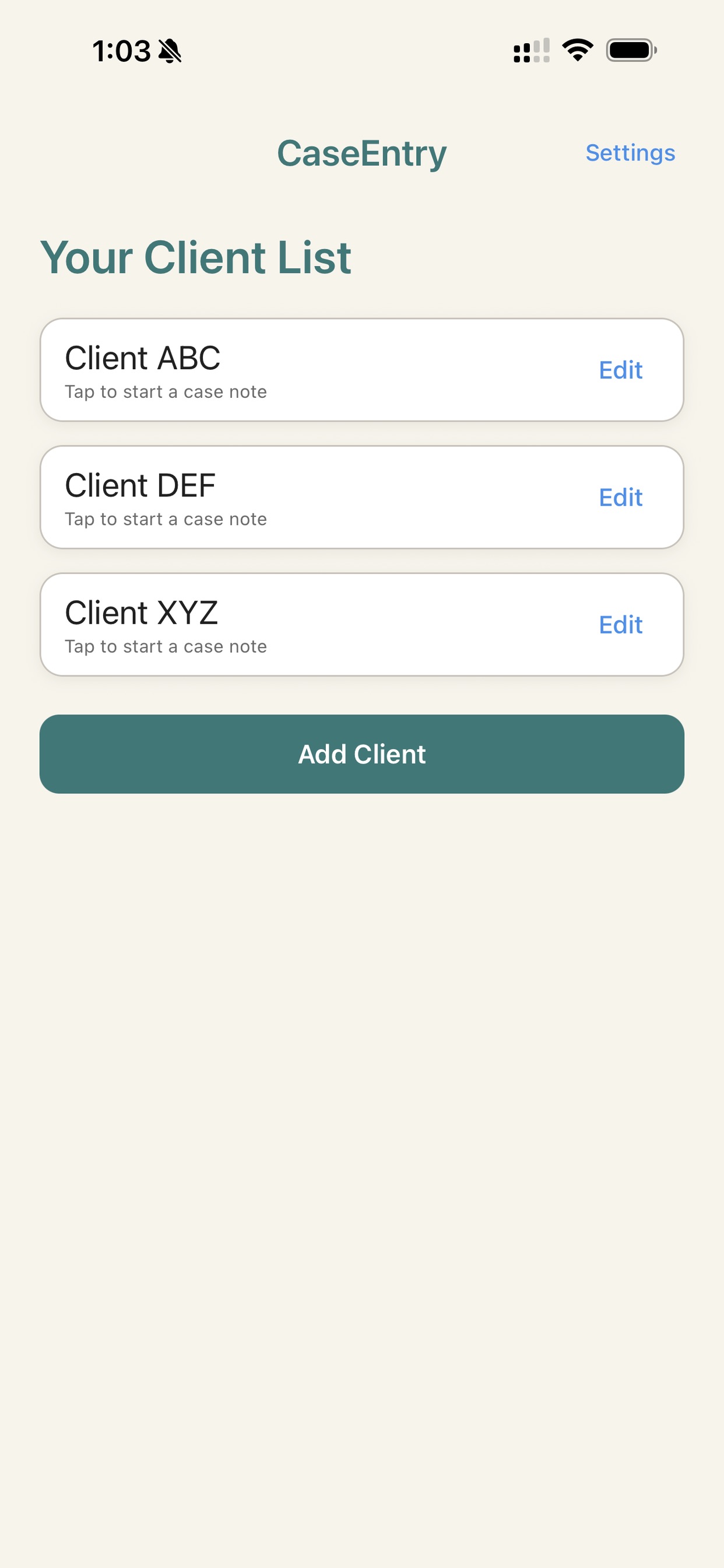 Screenshot 1 of CaseEntry