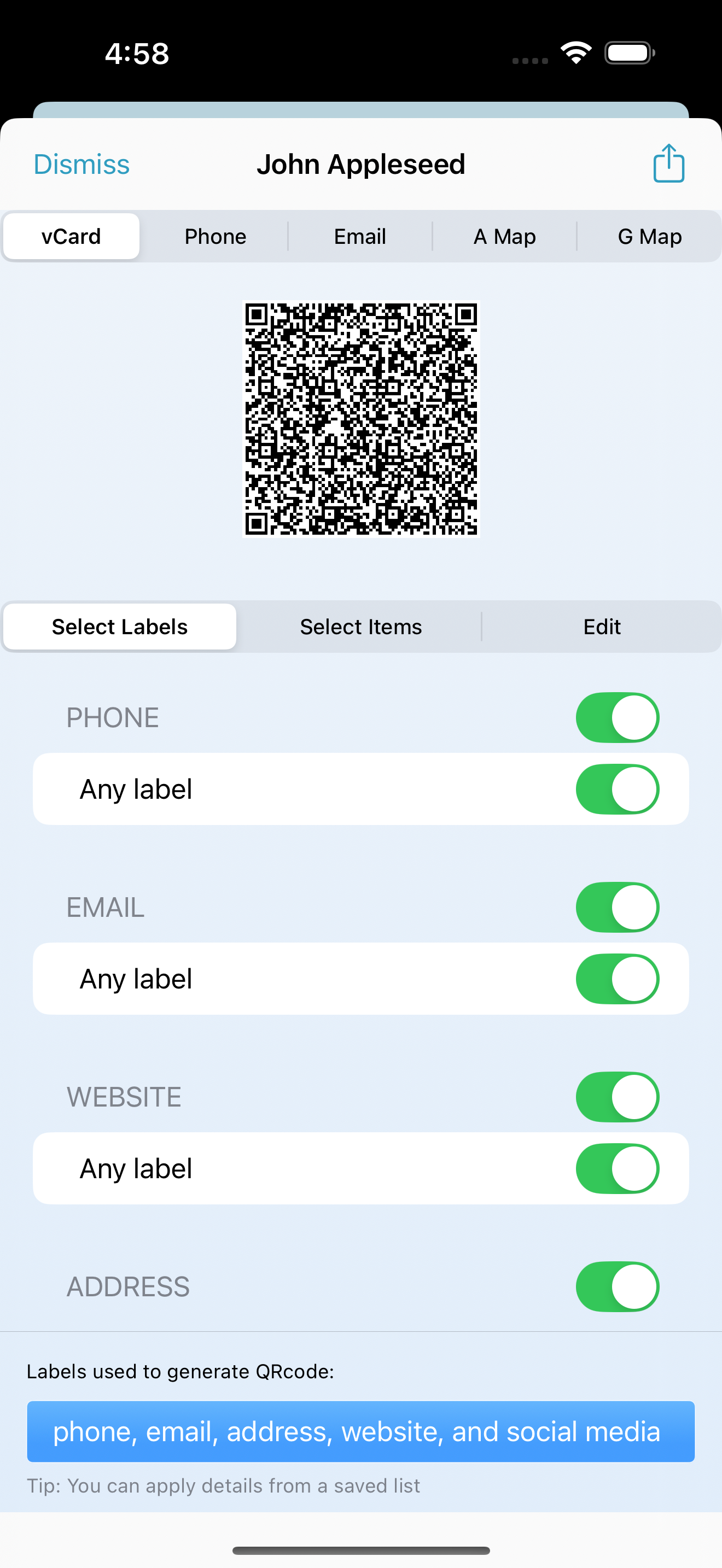 Contacts Lister