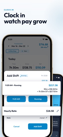 Hours Tracker - TimeClock44 iPhone screenshot