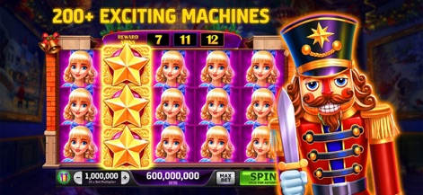 Jackpot Slots - Vegas Casino - Discover a wide array of slot themes, featuring the classic Nutcracker soldier character and multiple "REWARD SPINS" indicators.