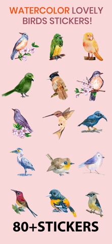 Watercolor Lovely Birds Sticke app screenshot