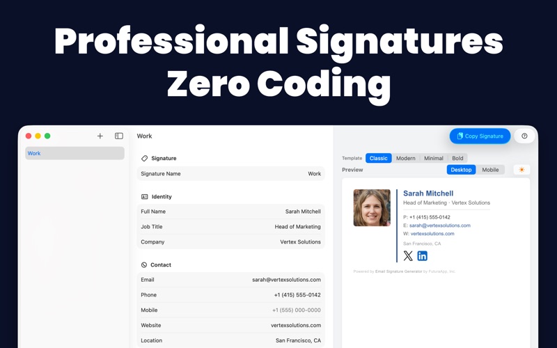 Screenshot #1 pour Email Signature Generator