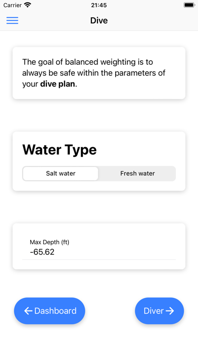 Dive Weight Screenshot