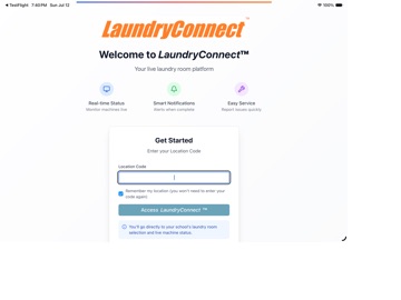 LaundryConnect Live iPad screenshot