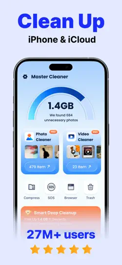 Captura de pantalla de MasterCleaner · AI ClearSpace en iPhone 1