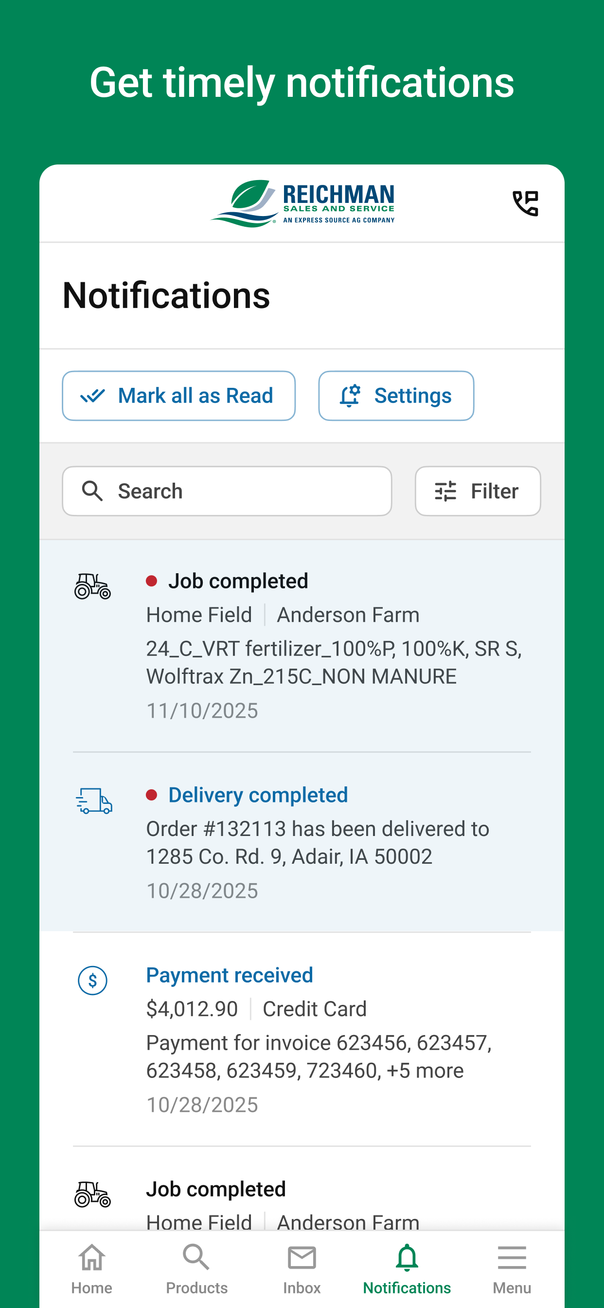 Reichman Sales Customer Portal