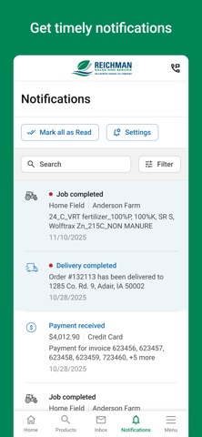 Reichman Sales Customer Portal iPhone screenshot