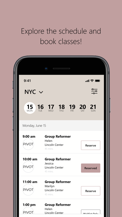 PIVOT Pilates Studio iPhone screenshot 3 - Health & Fitness app