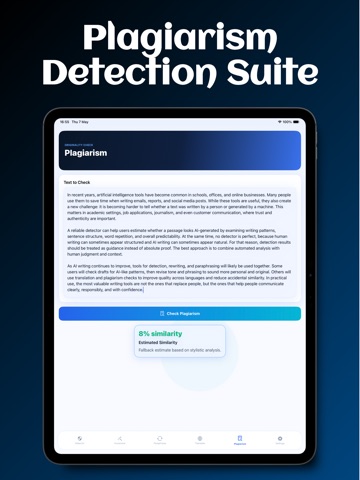 ZeroGPT AI Plagiarism Humanize iPad screenshot