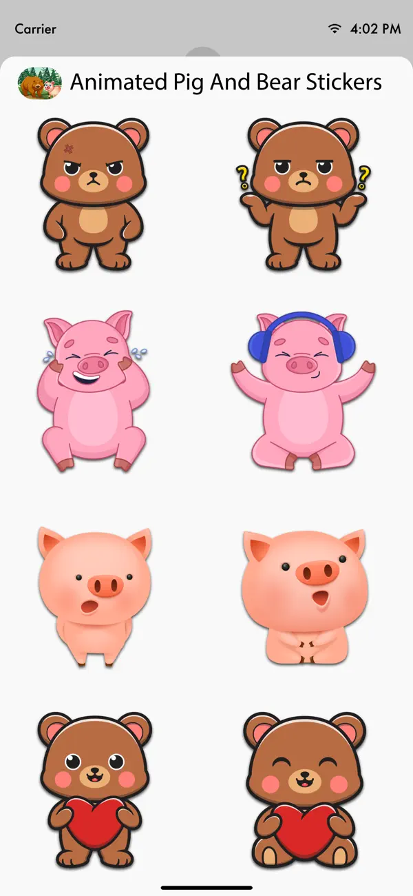 Screenshot #3 pour Animated Pig & Bear Stickers