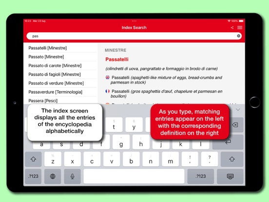 Hoepli Gastronomy Dictionary iPad screenshot