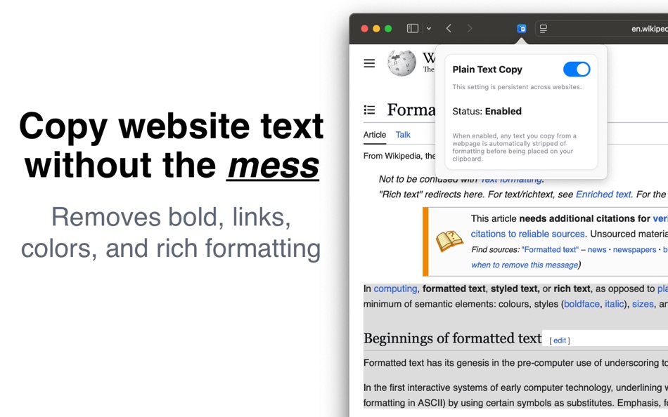 #1. Plain Text Copy for Safari (macOS) Με: Lotus Core