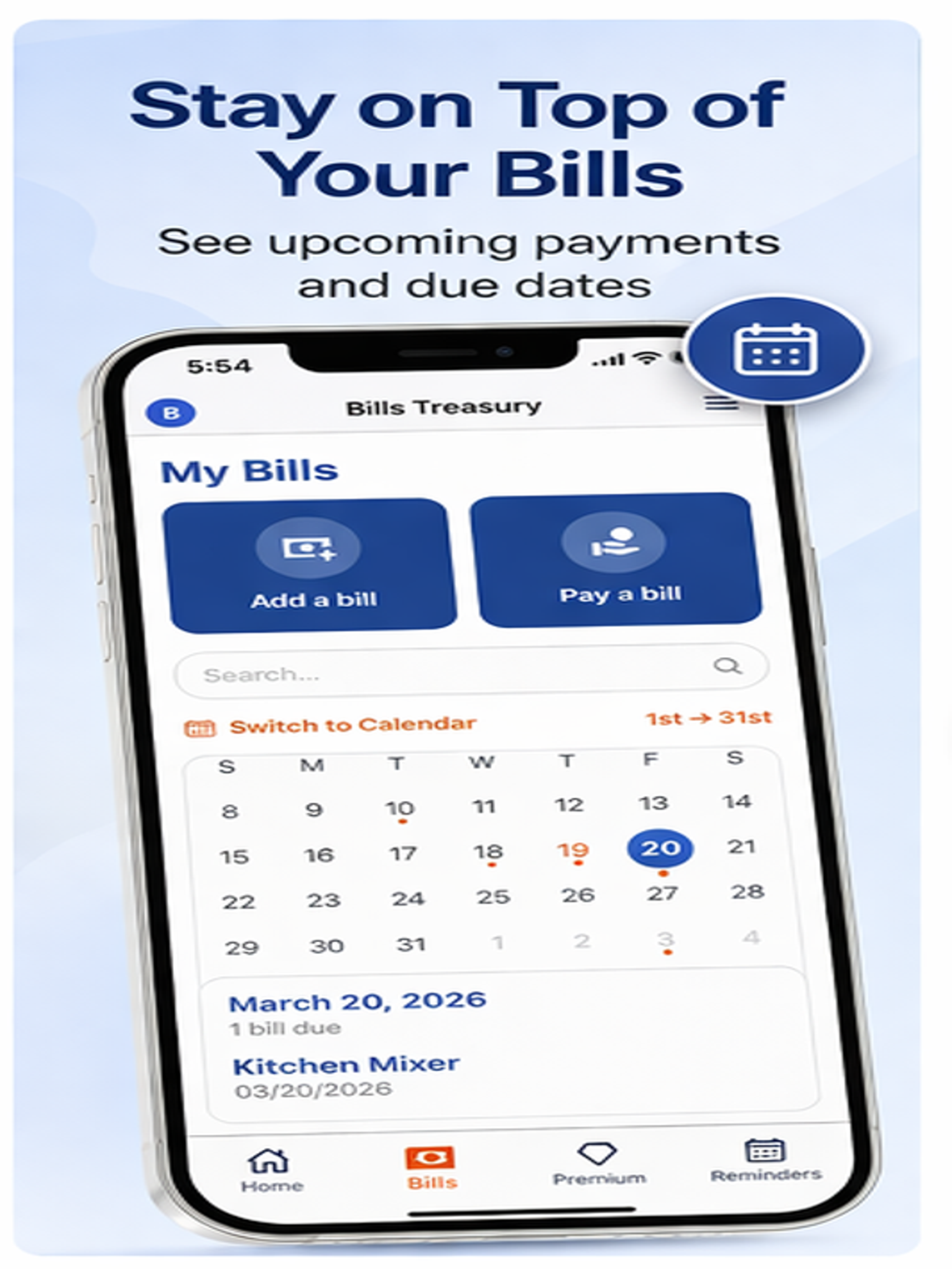 Bills Treasury: Bill Tracker