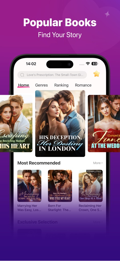 Manobook: My Good Story Reader - The app provides an organized home screen with 'Popular Books' and clear genre categories for easy story exploration.