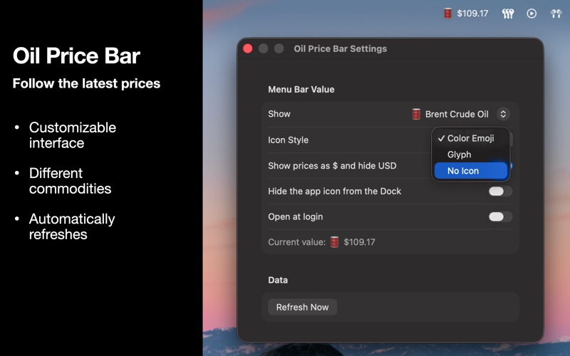 Oil Price Bar screenshot