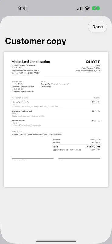 Simon Says Contractor Quotes screenshot 4 of 4