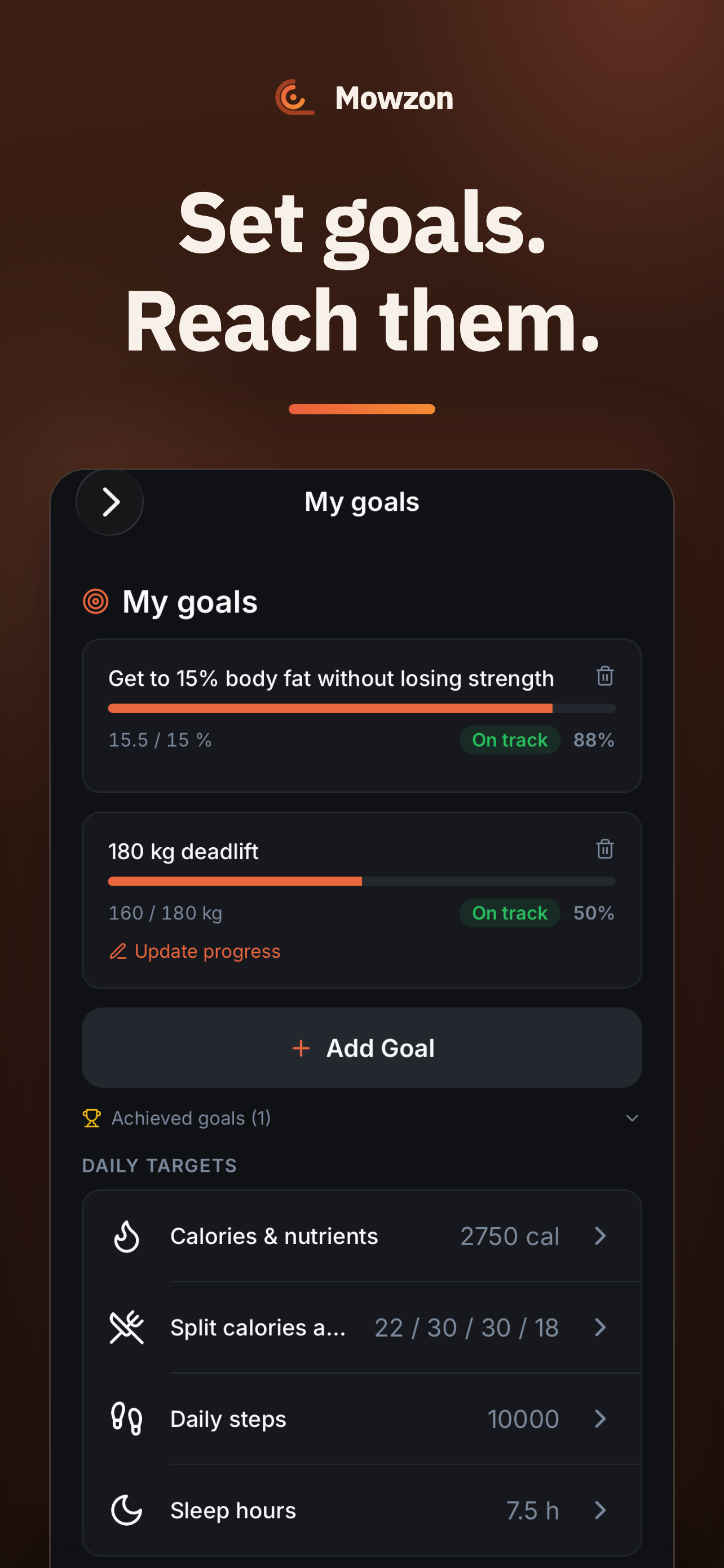 Calorie Counter & Gym: Mowzon screenshot 5