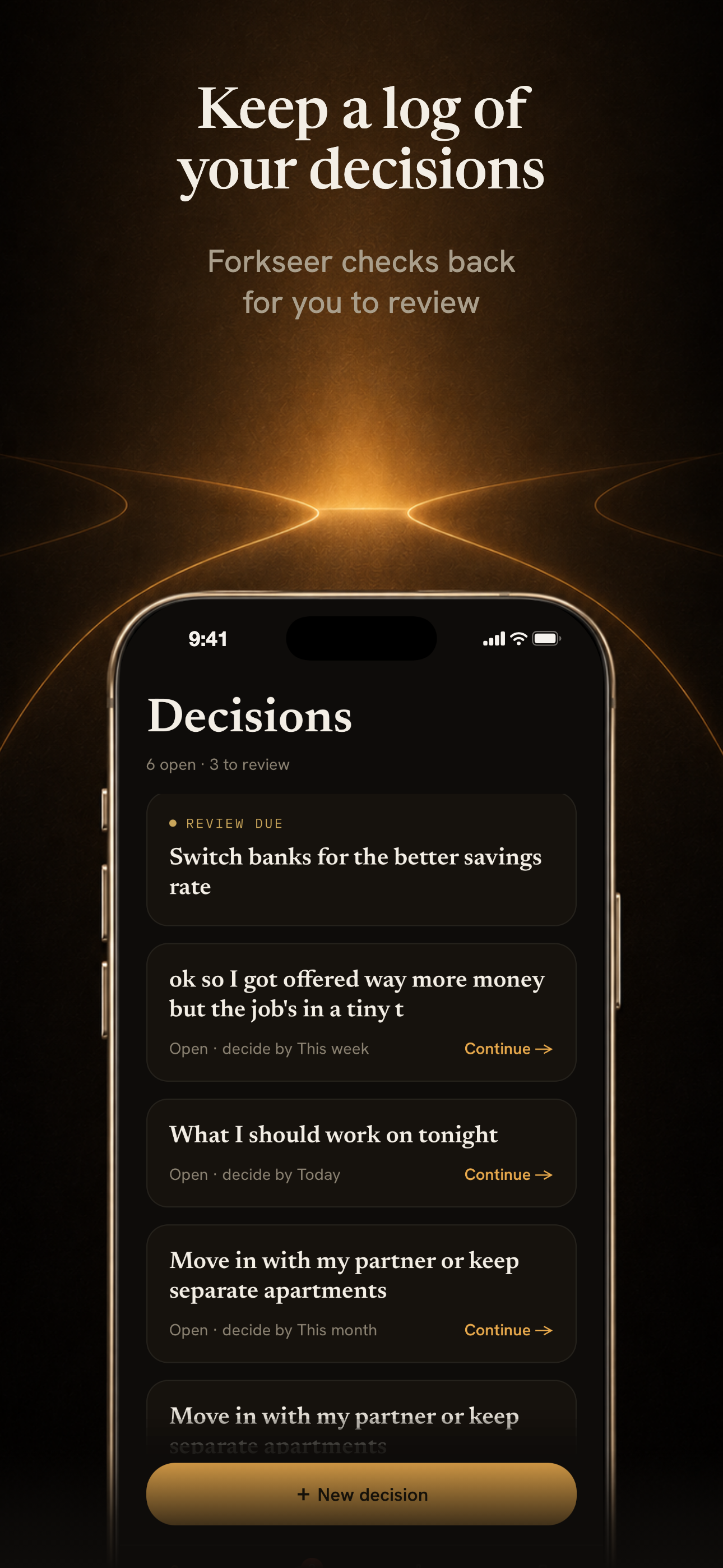 Forkseer: AI Decision Journal screenshot 2