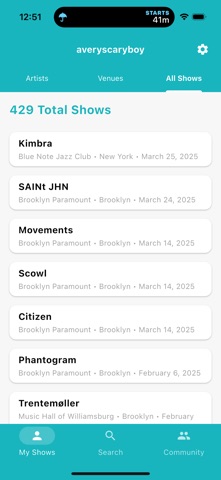 Setlists! screenshot