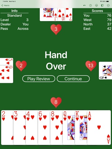 Hearts - Expert AI iPad screenshot