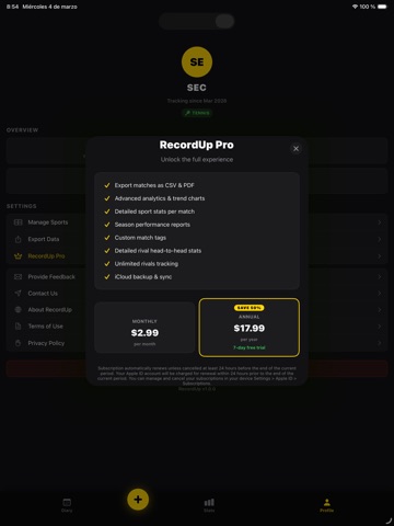 RecordUp: Match Tracker iPad screenshot
