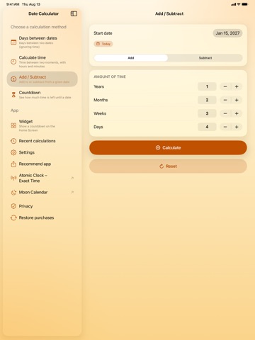 The Date Calculator PRO iPad screenshot