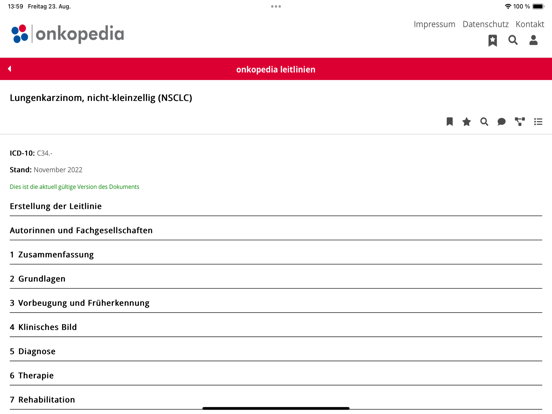 Onkopedia Leitlinienportal iPad screenshot 4 - Medical app