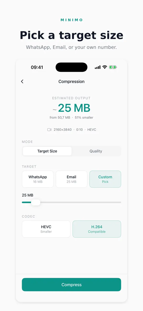 Screenshot #2 pour Video Compressor - Minimo