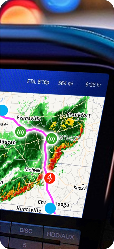 Drive Weather with Live Radar - This tool offers dynamic real-time radar overlays and route-specific weather icons, ensuring users are aware of hazardous conditions like thunderstorms directly on their journey path.