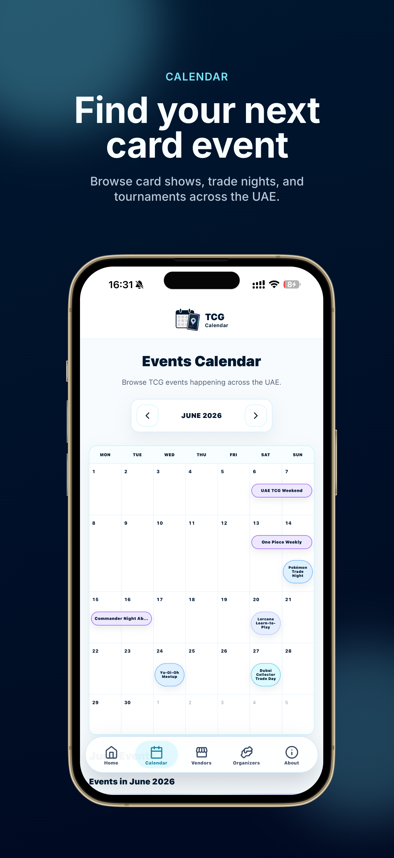 TCG Calendar UAE screenshot 2