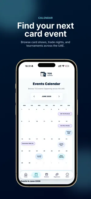 TCG Calendar UAE iPhone screenshot 2