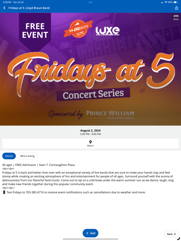 Prince William Co Rec Mapper iPad screenshot 7 - Entertainment app